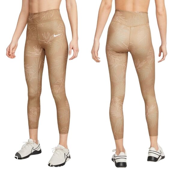 Nike One Luxe Dri-Fit 7/8 Length Mid Rise Leggings 1X Tight Fit Tropical Print - Picture 11 of 11